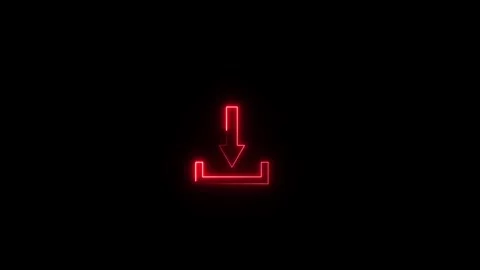 Neon download icon, arrow down icon arrows direction icon animated video Stock Footage 295289060