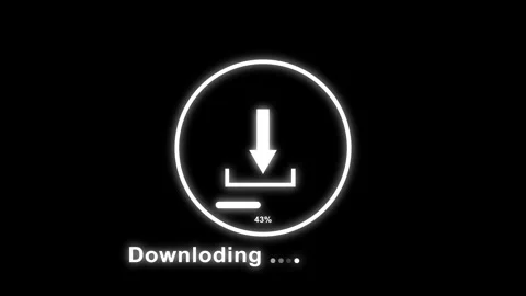 Neon download icon with system progress bar and text. Cloud storage symbol .. Stock Footage 337370878