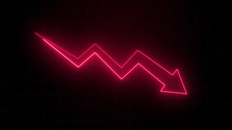 Neon Downward Arrow Graph with Declining Trend Animation 스톡 동영상 343694565