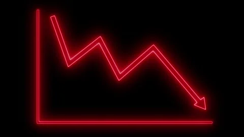 Neon Downward Trend Line Graph Animation Stock Footage 316711602