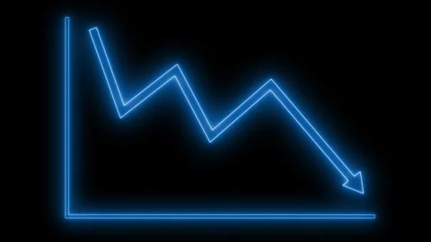 Neon Downward Trend Line Graph Animation Stock Footage 316711614