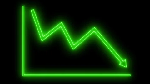 Neon Downward Trend Line Graph Animation Stock Footage 316711628