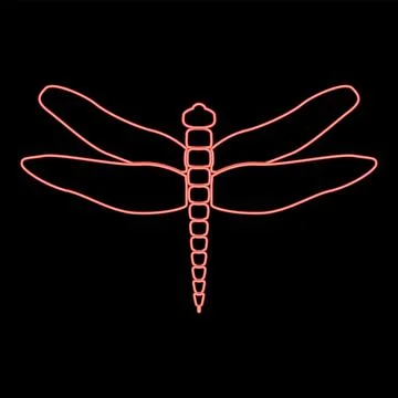 Neon dragonfly red color vector illustration flat style image Stock Illustration