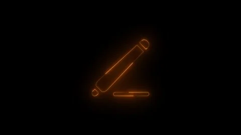 Neon draw solid icon glowing black background animation Video stock 289473833