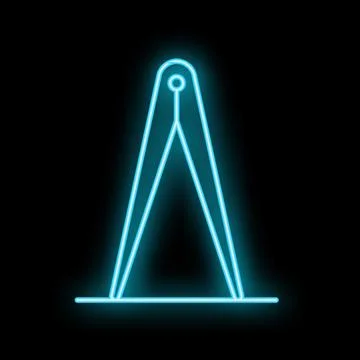 Neon drawing compass on a blackboard representing engineering and design Stock Illustration