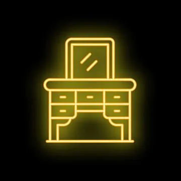 Neon dressing table with mirror and drawers for makeup Stock Illustration