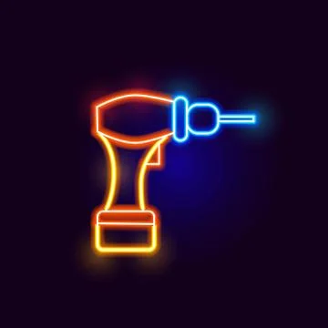 Neon Drill Icon Stock Illustration