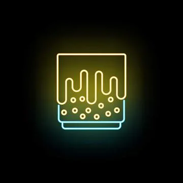 Neon drinking glass with bubbles and liquid dripping Stock Illustration