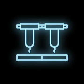 Neon drip irrigation system icon glowing on dark background Stock Illustration