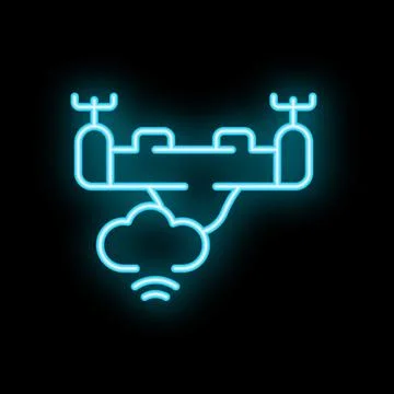 Neon drone connecting to wireless cloud network icon Illustrazione stock