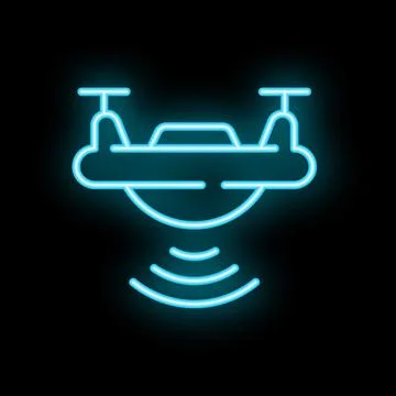 Neon drone delivering parcel using gps navigation system Illustrazione stock