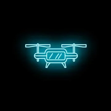 Neon drone icon representing modern flying technology Stock Illustration