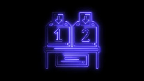 Neon drop boxes animated icon with numbers one and two on dark background Stock Footage 322991355