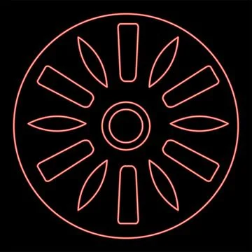Neon drum industry circle round red color vector illustration image flat styl イラスト素材