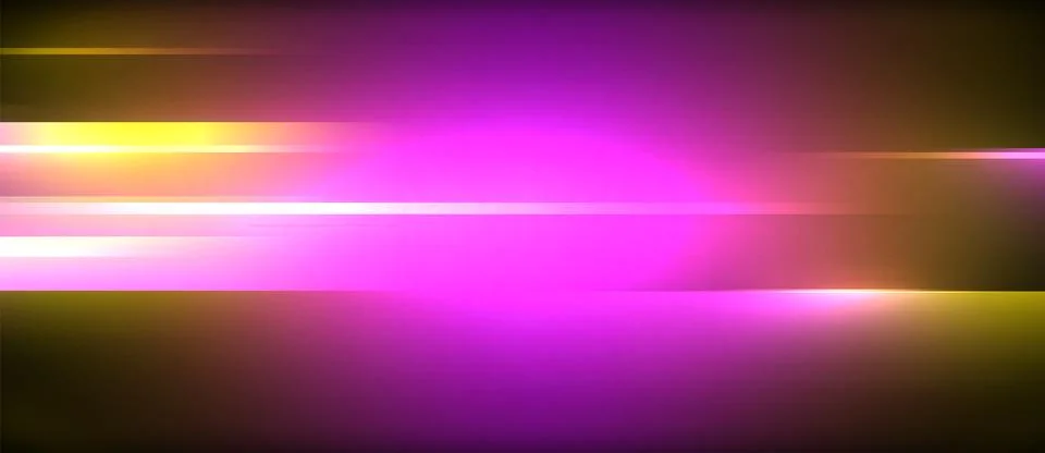 Neon dynamic diagonal light rays background. Techno digital geometric concept Illustrazione stock