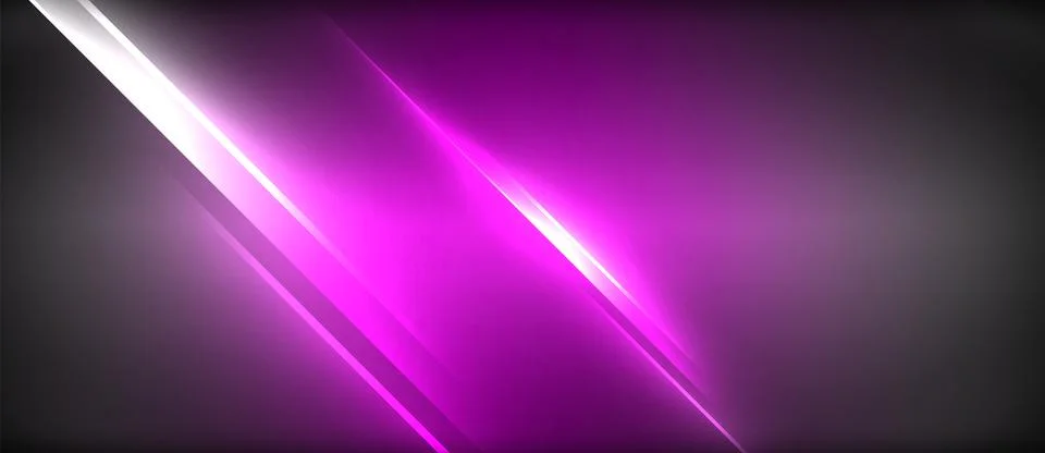 Neon dynamic diagonal light rays background. Techno digital geometric concept Illustrazione stock