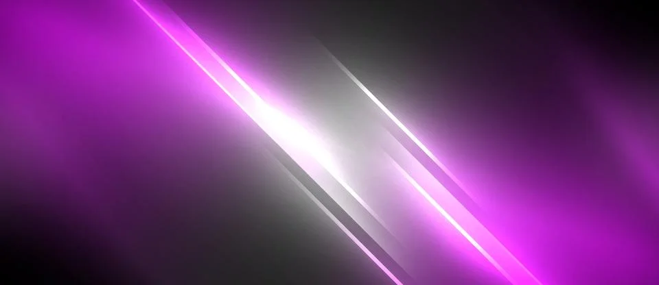 Neon dynamic diagonal light rays background. Techno digital geometric concept Stock Illustration
