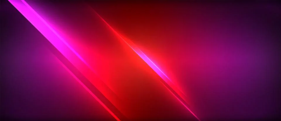 Neon dynamic diagonal light rays background. Techno digital geometric concept 스톡 일러스트