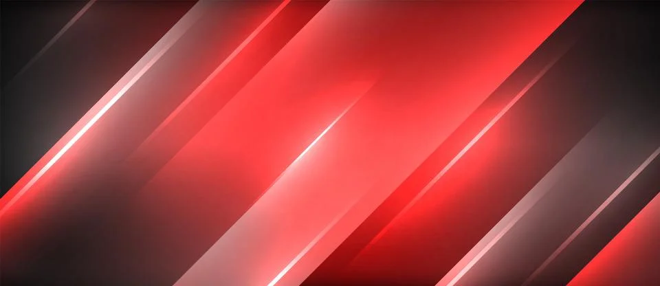 Neon dynamic diagonal light rays background. Techno digital geometric concept Illustrazione stock