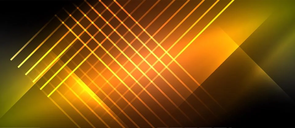 Neon dynamic diagonal light rays background. Techno digital geometric concept 스톡 일러스트