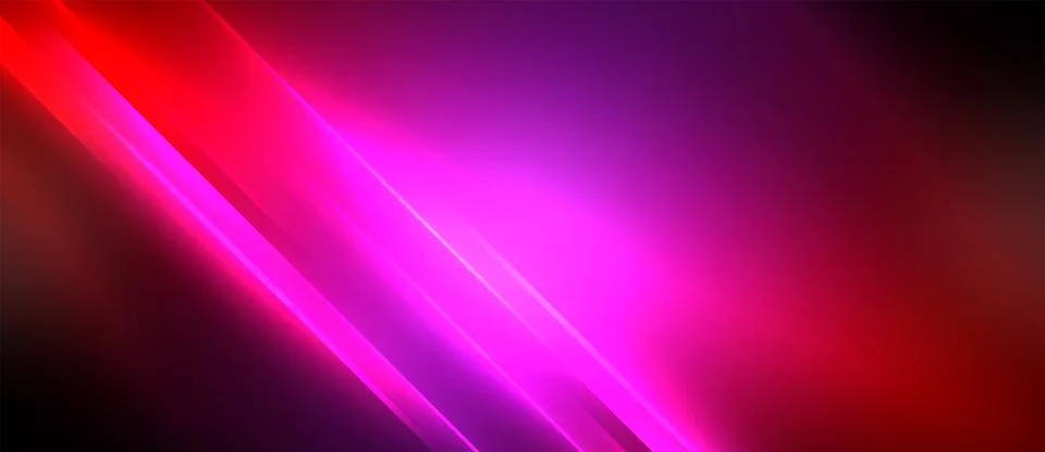 Neon dynamic diagonal light rays background. Techno digital geometric concept Stock Illustration