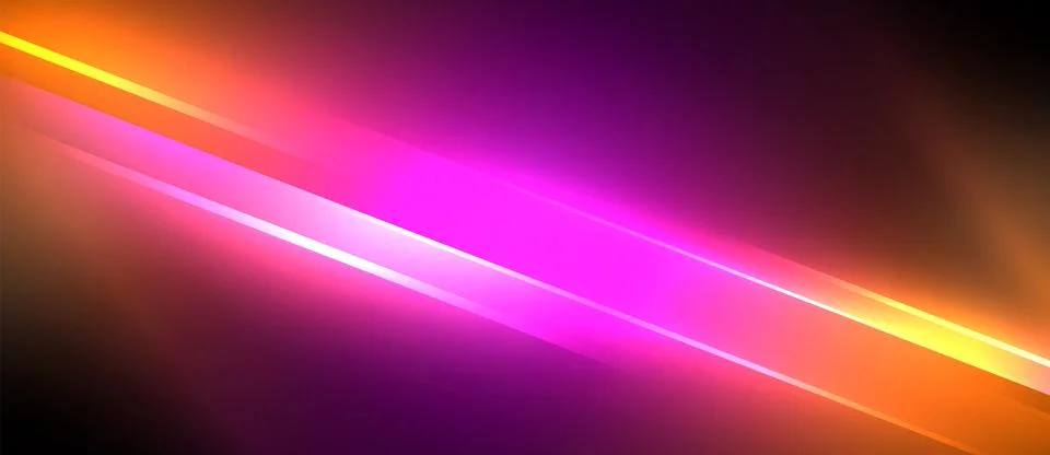 Neon dynamic diagonal light rays background. Techno digital geometric concept Stock Illustration