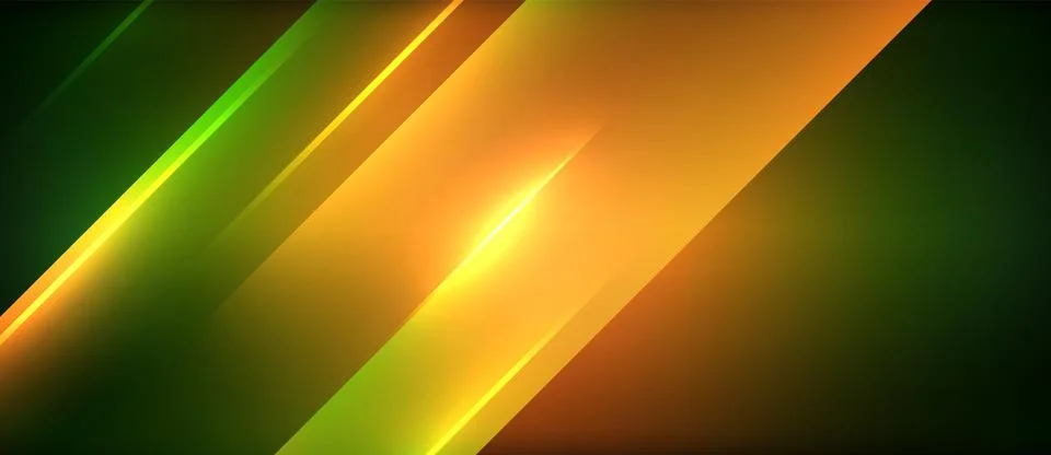 Neon dynamic diagonal light rays background. Techno digital geometric concept Stock Illustration