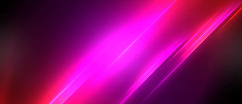 Neon dynamic diagonal light rays background. Techno digital geometric concept 스톡 일러스트