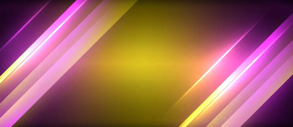 Neon dynamic diagonal light rays background. Techno digital geometric concept Stockillustratie