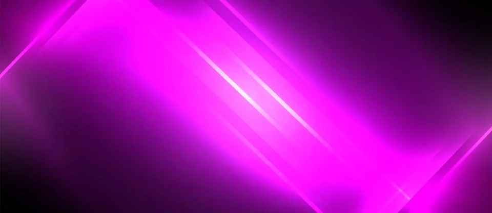 Neon dynamic diagonal light rays background. Techno digital geometric concept Stock Illustration