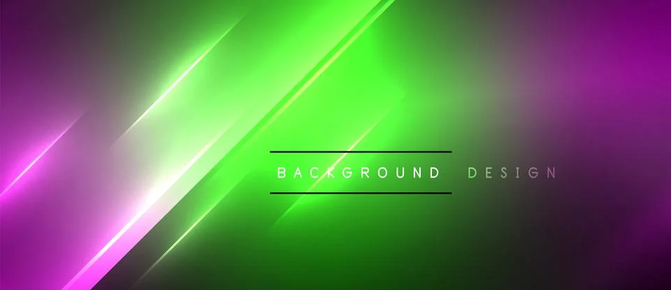 Neon dynamic diagonal light rays background. Techno digital geometric concept Stockillustratie