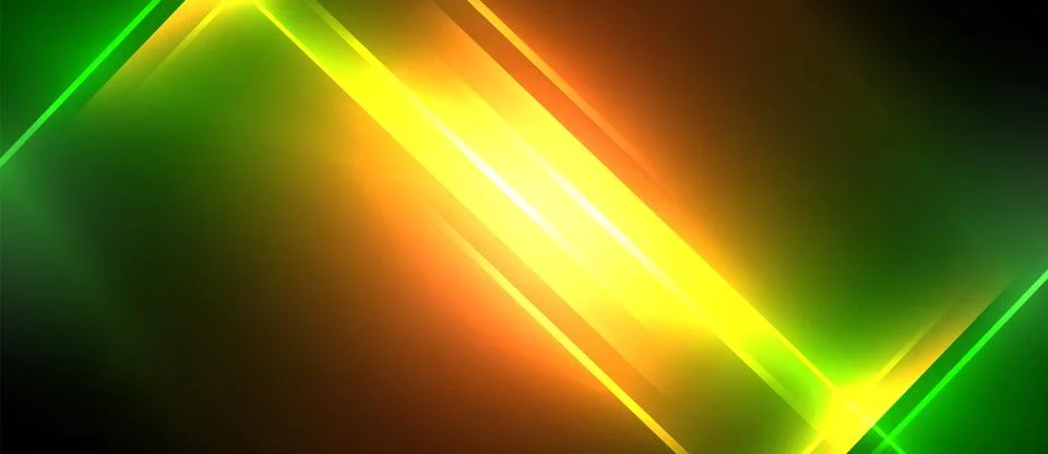 Neon dynamic diagonal light rays background. Techno digital geometric concept 스톡 일러스트