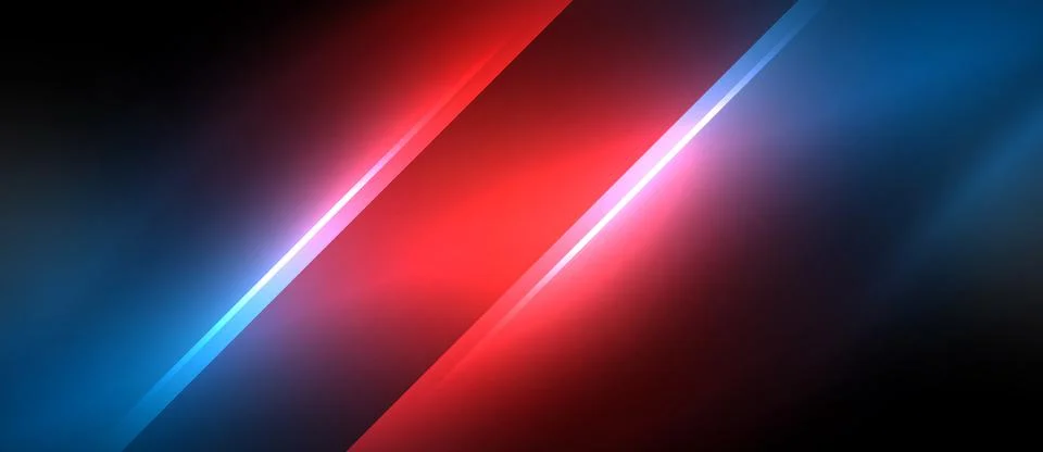 Neon dynamic diagonal light rays background. Techno digital geometric concept 스톡 일러스트