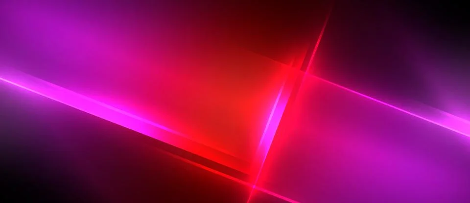 Neon dynamic diagonal light rays background. Techno digital geometric concept 스톡 일러스트