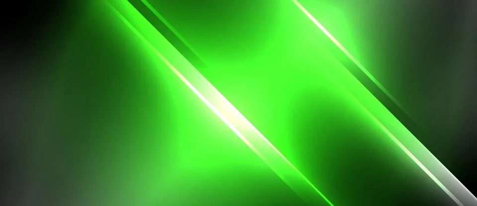 Neon dynamic diagonal light rays background. Techno digital geometric concept 스톡 일러스트