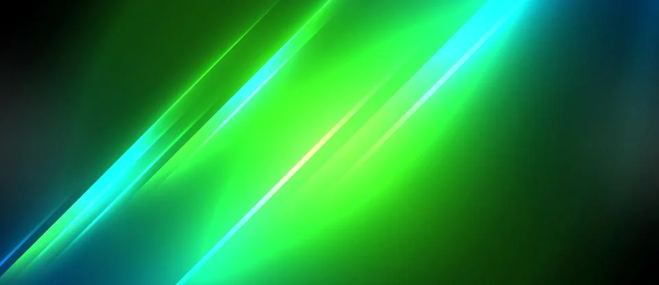 Neon dynamic diagonal light rays background. Techno digital geometric concept 스톡 일러스트