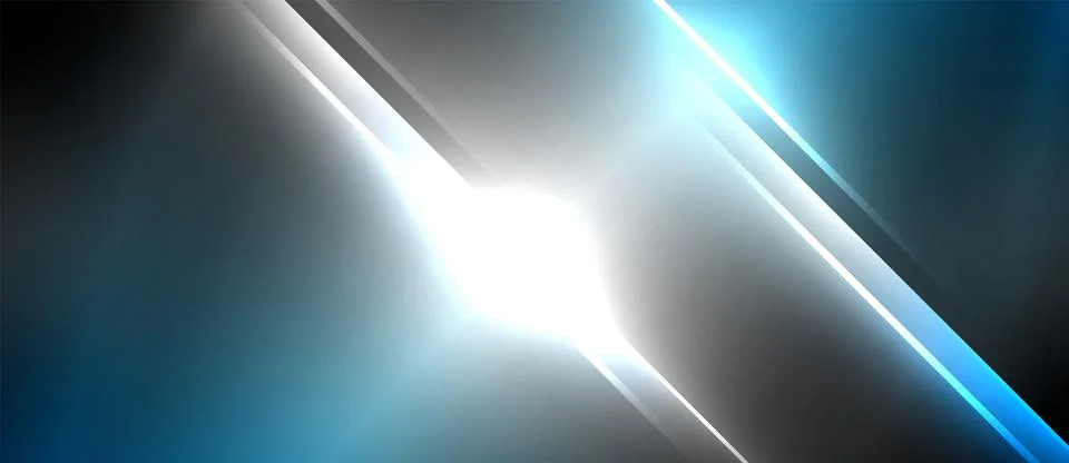 Neon dynamic diagonal light rays background. Techno digital geometric concept 스톡 일러스트