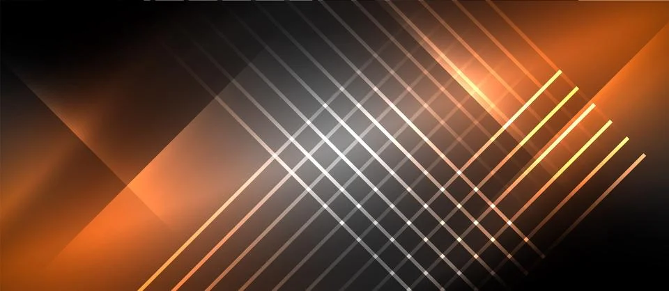 Neon dynamic diagonal light rays background. Techno digital geometric concept 스톡 일러스트