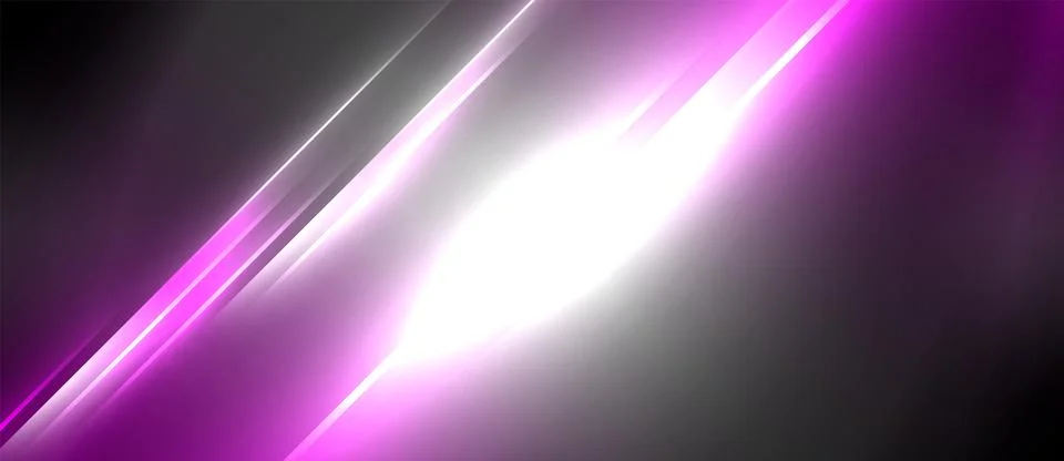Neon dynamic diagonal light rays background. Techno digital geometric concept Stock Illustration