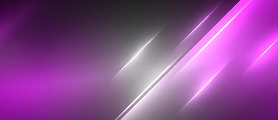 Neon dynamic diagonal light rays background. Techno digital geometric concept Stock Illustration