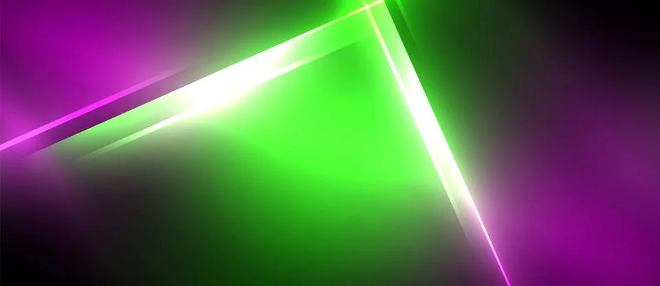 Neon dynamic diagonal light rays background. Techno digital geometric concept Stock Illustration