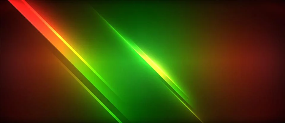 Neon dynamic diagonal light rays background. Techno digital geometric concept 스톡 일러스트