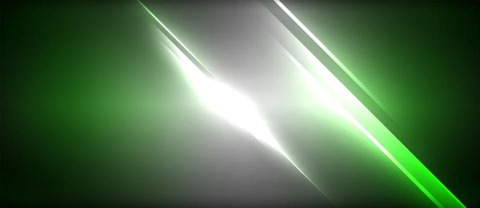 Neon dynamic diagonal light rays background. Techno digital geometric concept 스톡 일러스트