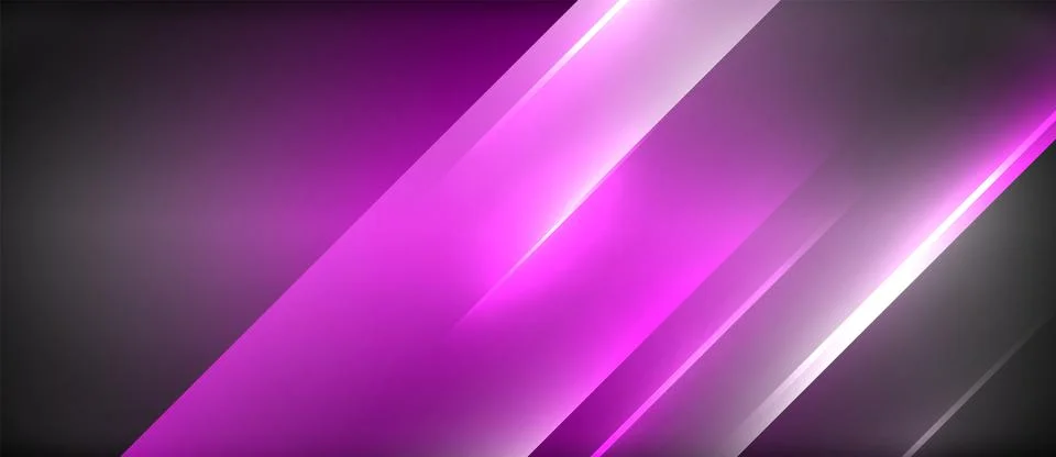 Neon dynamic diagonal light rays background. Techno digital geometric concept 스톡 일러스트