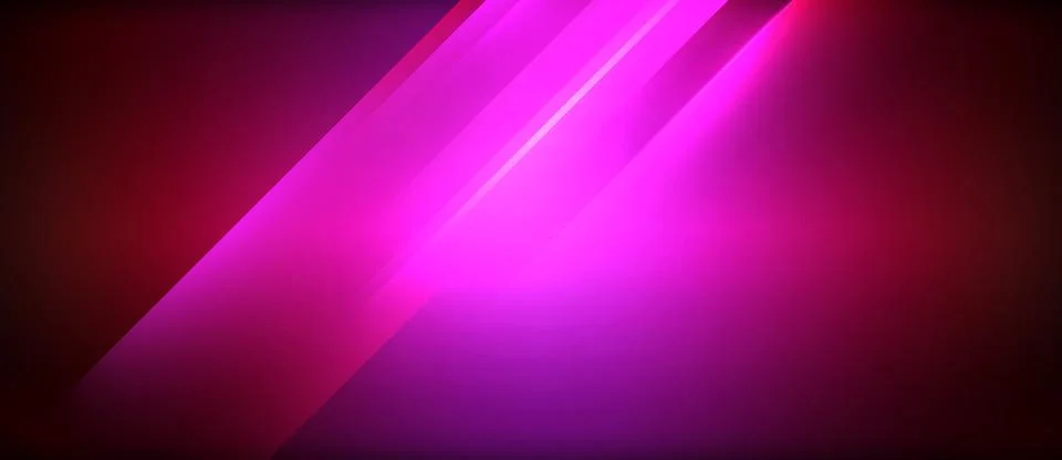 Neon dynamic diagonal light rays background. Techno digital geometric concept Stock Illustration