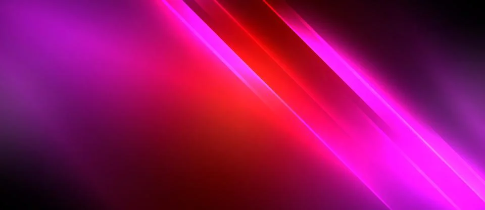 Neon dynamic diagonal light rays background. Techno digital geometric concept Stock Illustration
