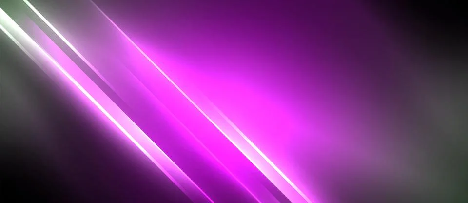 Neon dynamic diagonal light rays background. Techno digital geometric concept 스톡 일러스트