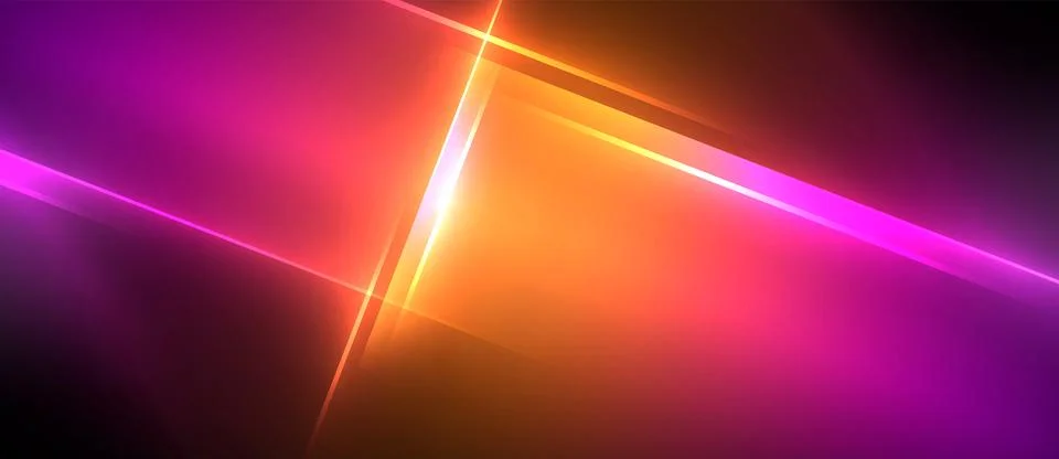 Neon dynamic diagonal light rays background. Techno digital geometric concept Stock Illustration