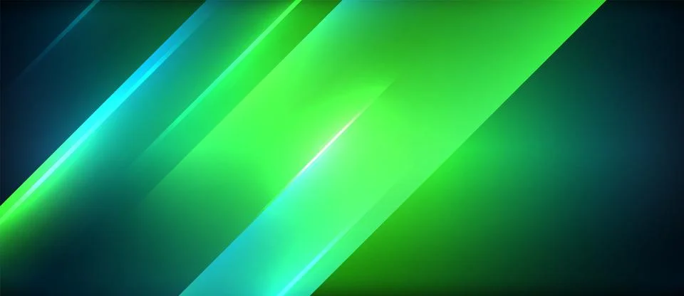 Neon dynamic diagonal light rays background. Techno digital geometric concept 스톡 일러스트