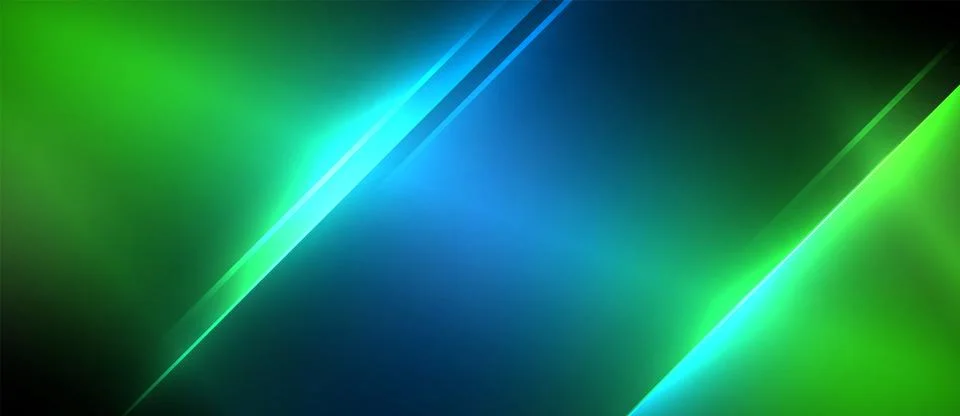 Neon dynamic diagonal light rays background. Techno digital geometric concept Ilustración de archivo